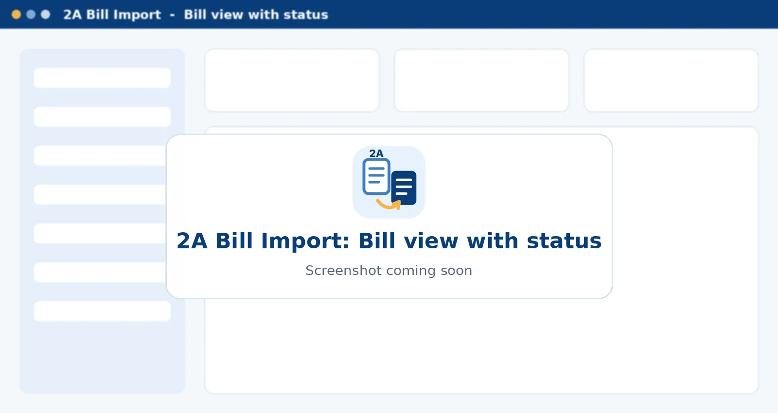 2A Bill Import Bill view with status