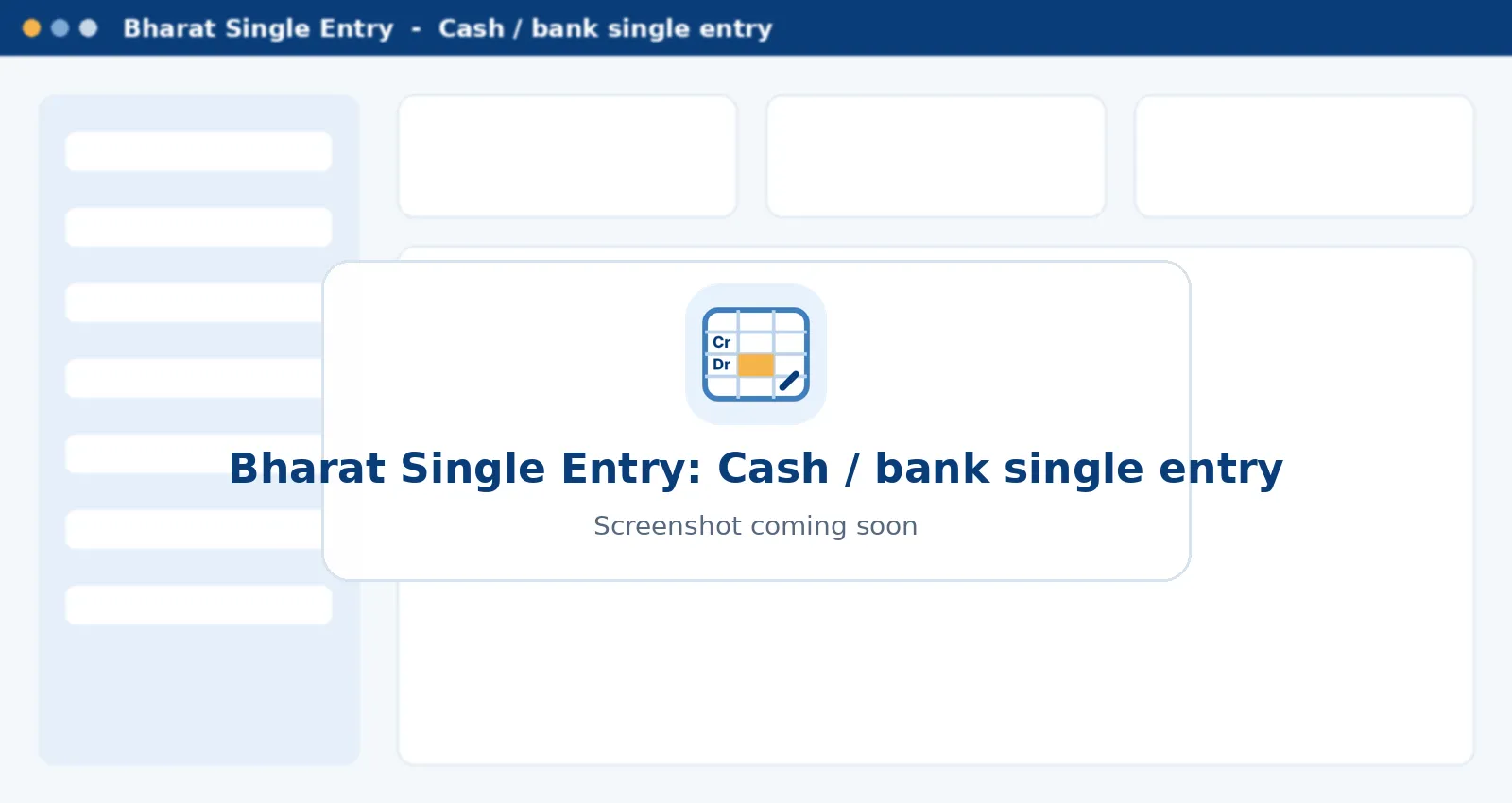 Bharat Single Entry Cash / bank single entry
