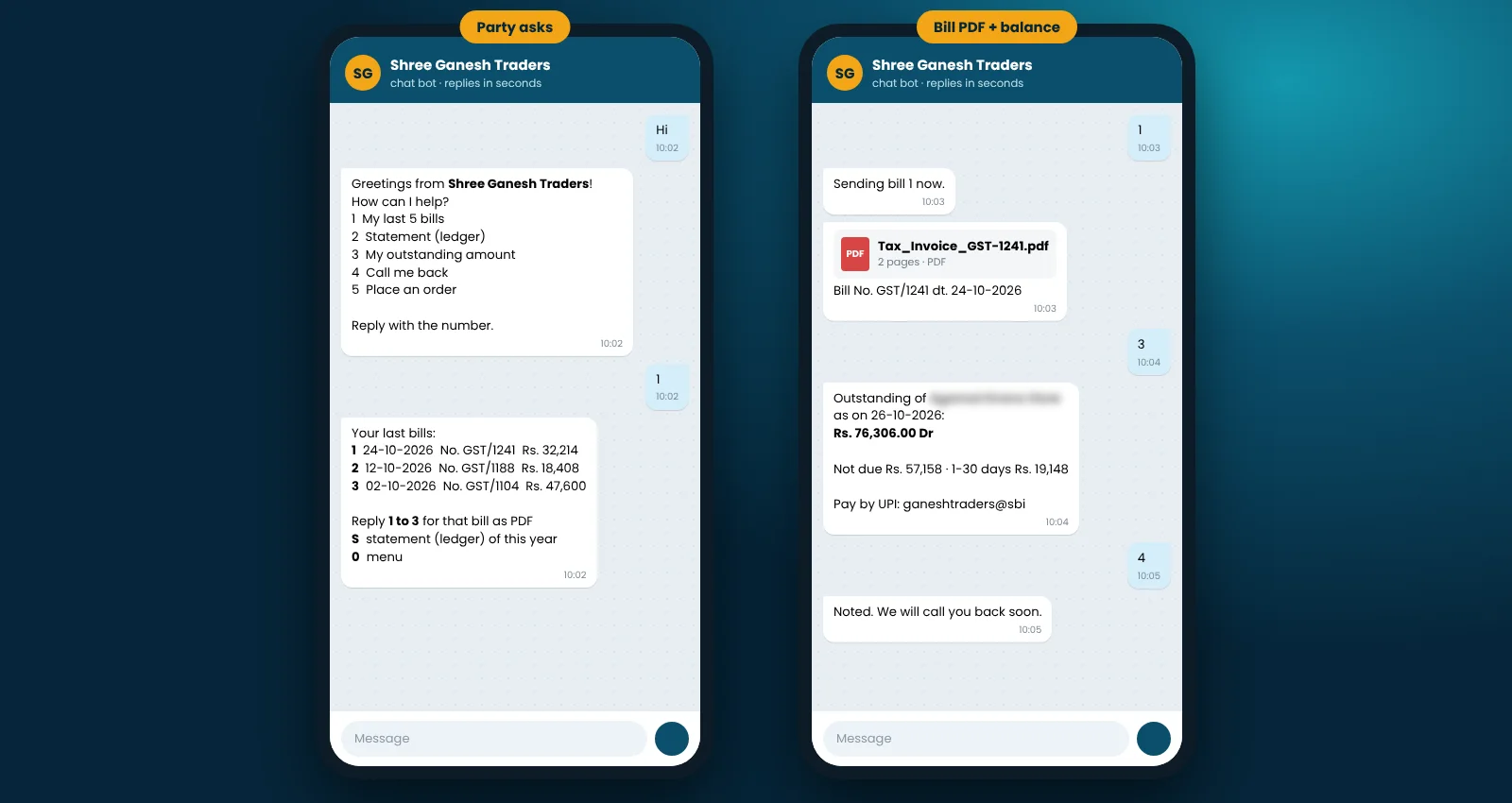 BNM Chat Bot Party menu
