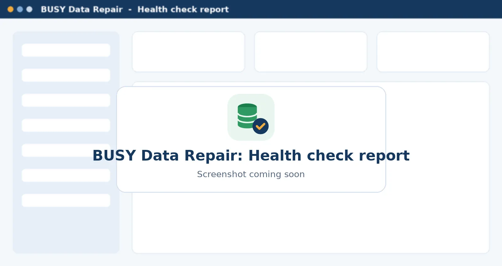 BUSY Data Repair Health check report